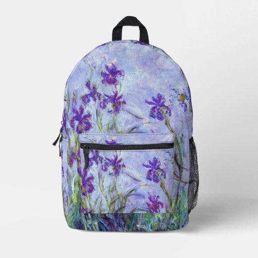Claude Monet - Lilac Irises / Iris Mauves Bedruckter Rucksack (Vorderseite)