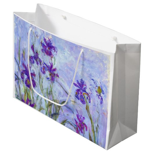 Claude Monet - Lilac Irises / Iris Mauves Große Geschenktüte (Vorderseite Schrägansicht)