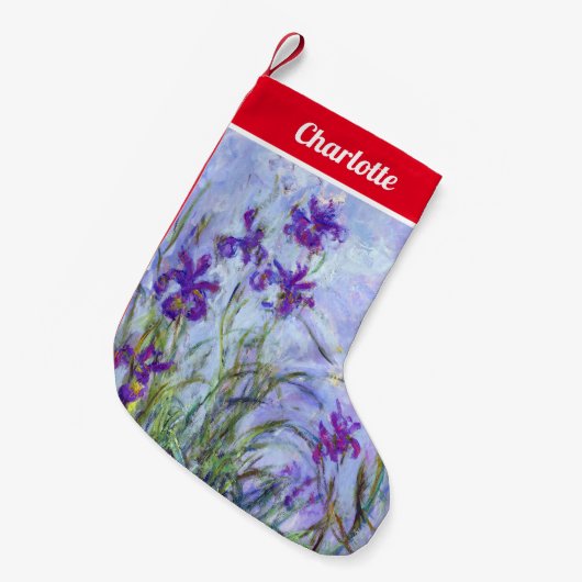 Claude Monet - Lilac Irises / Iris Mauves Kleiner Weihnachtsstrumpf (Vorderansicht (hängend))