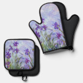 Claude Monet - Lilac Irises / Iris Mauves Ofenhandschuh & Topflappen-Set (Vorderseite/Rückseite)