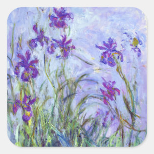 Claude Monet - Lilac Irises / Iris Mauves Quadratischer Aufkleber