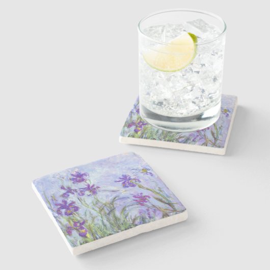 Claude Monet - Lilac Irises / Iris Mauves Steinuntersetzer (Seitenansicht)