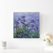 Claude Monet Lilac Irises Quadratische Wanduhr (Zuhause)