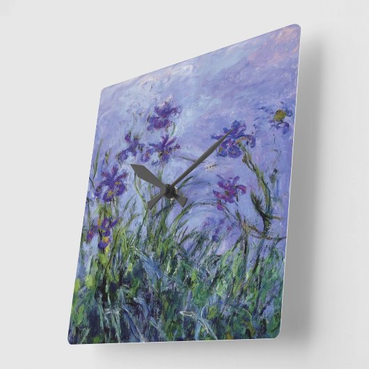 Claude Monet Lilac Irises Quadratische Wanduhr (Winkel)