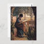 Claude Monet: Madame Monet Sticken Postkarte (Vorne/Hinten)