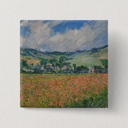 Claude Monet Malerei, Mohnfeld in Giverny Button (Vorderseite)