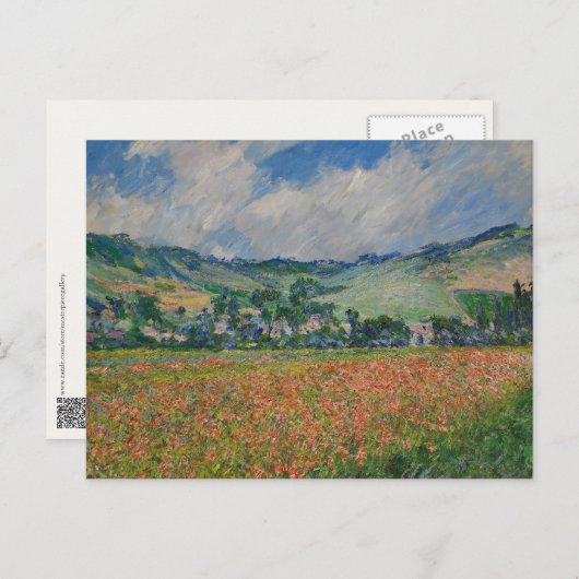 Claude Monet Malerei, Mohnfeld in Giverny Postkarte (Vorne/Hinten)