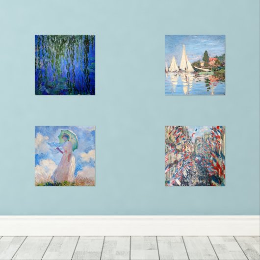 Claude Monet Masterstückauswahl Bilderwand Sets (Holzboden)