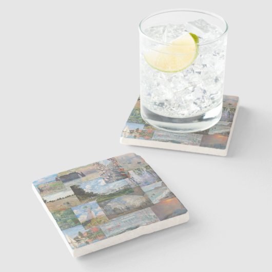 Claude Monet - Meisterwerke Patchwork Steinuntersetzer (Seitenansicht)