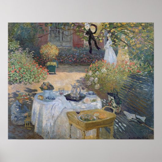 Claude Monet | Mittagessen: Monet's Garden Argente Poster (Vorne)