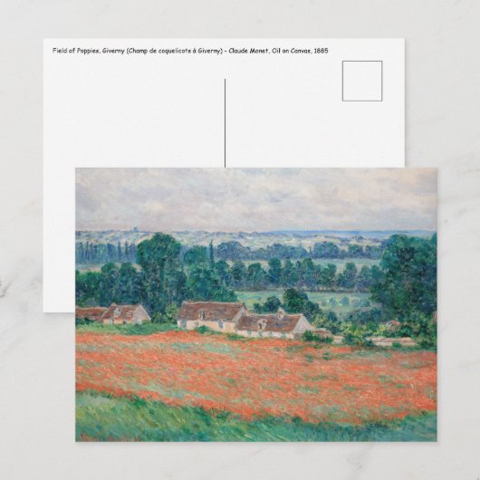 Claude Monet - Mohnfeld, Giverny Postkarte (Vorne/Hinten)