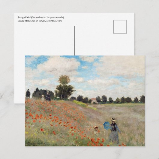 Claude Monet - Mohnfeld Postkarte (Vorne/Hinten)