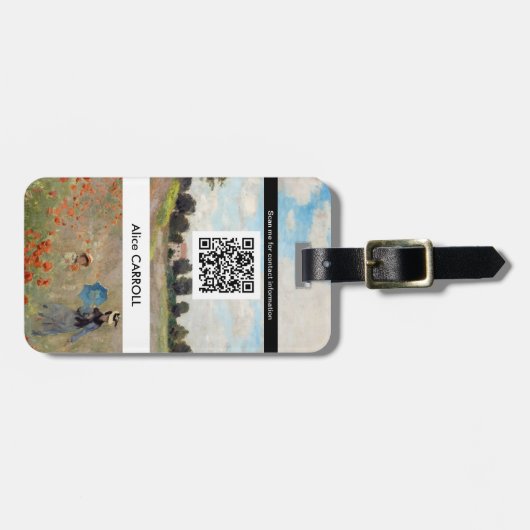 Claude Monet - Mohnfeld - QR-Code Gepäckanhänger (Vorderseite horizontal)