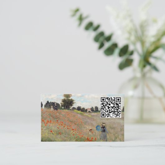Claude Monet - Mohnfeld - QR-Code Visitenkarte (Stehend Vorderseite)