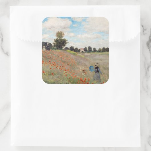 Claude Monet - Mohnfeld Quadratischer Aufkleber (Tasche)
