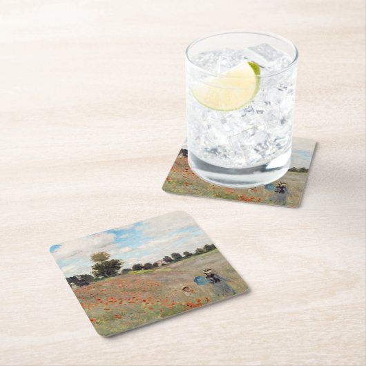 Claude Monet - Mohnfeld Rechteckiger Pappuntersetzer (Vor Ort)