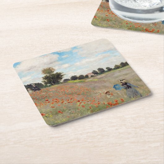 Claude Monet - Mohnfeld Rechteckiger Pappuntersetzer (angewinkelt)