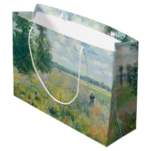 Claude Monet - Mohnfelder bei Argentinien (1875) Große Geschenktüte (Rückseite Schrägansicht)