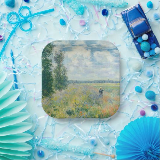 Claude Monet - Mohnfelder bei Argentinien (1875) Pappteller (Party)