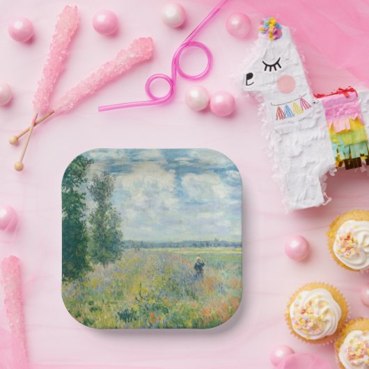 Claude Monet - Mohnfelder bei Argentinien (1875) Pappteller (Party)