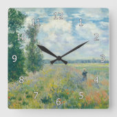 Claude Monet - Mohnfelder bei Argentinien (1875) Quadratische Wanduhr (Vorderseite)