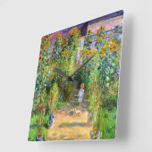Claude Monet: Monet's Garden at Vétheuil Quadratische Wanduhr (Winkel)