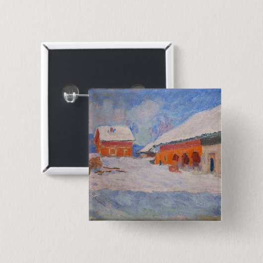 Claude Monet - Norwegen, Rote Häuser in Bjornegaar Button (Vorne & Hinten)
