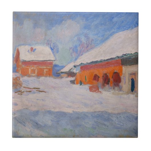 Claude Monet - Norwegen, Rote Häuser in Bjornegaar Fliese (Vorderseite)