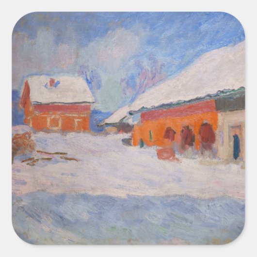 Claude Monet - Norwegen, Rote Häuser in Bjornegaar Quadratischer Aufkleber (Vorderseite)