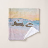 Claude Monet - Norwegische Landschaft, Blaue Häuse Badhandtuch Set (Waschlappen)