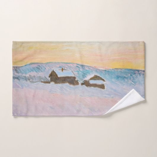 Claude Monet - Norwegische Landschaft, Blaue Häuse Badhandtuch Set (Handtuch)