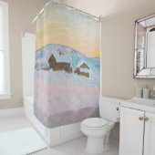 Claude Monet - Norwegische Landschaft, Blaue Häuse Duschvorhang (Beispiel)