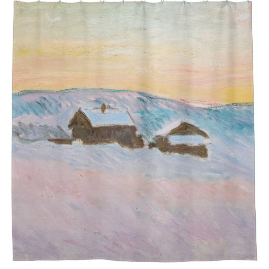 Claude Monet - Norwegische Landschaft, Blaue Häuse Duschvorhang (Vorderseite)
