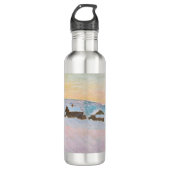 Claude Monet - Norwegische Landschaft, Blaue Häuse Edelstahlflasche (Vorderseite)