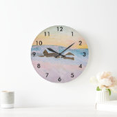 Claude Monet - Norwegische Landschaft, Blaue Häuse Große Wanduhr (Zuhause)