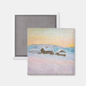 Claude Monet - Norwegische Landschaft, Blaue Häuse Magnet (Vorderseite/Rückseite)