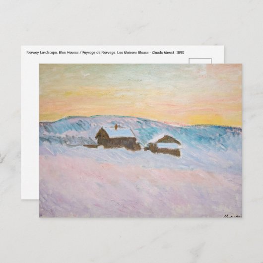 Claude Monet - Norwegische Landschaft, Blaue Häuse Postkarte (Vorne/Hinten)