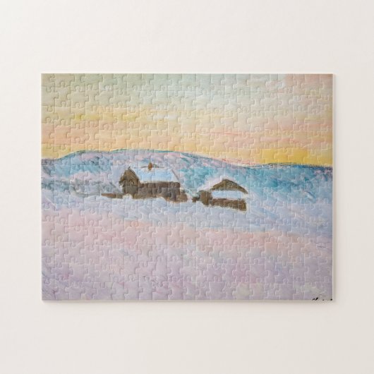 Claude Monet - Norwegische Landschaft, Blaue Häuse Puzzle (Horizontal)