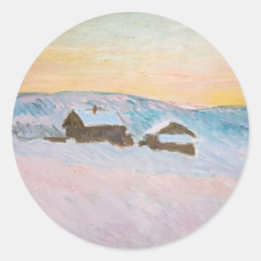 Claude Monet - Norwegische Landschaft, Blaue Häuse Runder Aufkleber (Vorderseite)