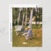 Claude Monet Painting, Edge of a Wood von Sargent Postkarte (Vorne/Hinten)
