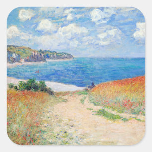 Claude Monet - Pfad der Weizenfelder in Pourville Quadratischer Aufkleber