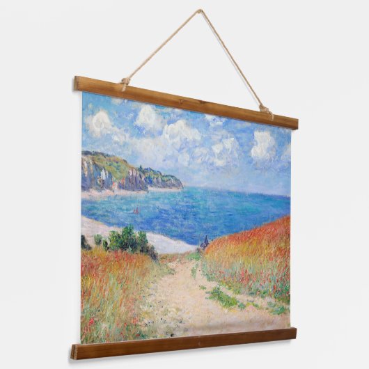 Claude Monet - Pfad der Weizenfelder in Pourville Wandteppich Mit Holzrahmen (Gewinkelt)