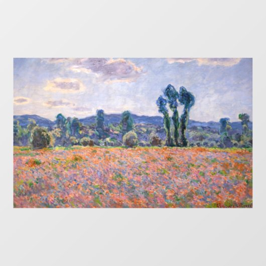 Claude Monet - Poppy Field 1890 (Giverny) Fensteraufkleber (Blatt)