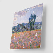 Claude Monet - Poppy Field 1890 (Giverny) Quadratische Wanduhr (Winkel)