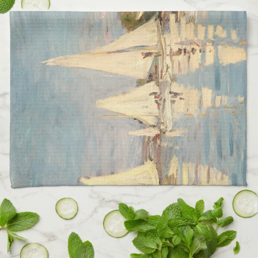 Claude Monet | Regatta at Argenteuil, c.1872 Geschirrtuch (Gefaltet)