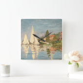 Claude Monet | Regatta at Argenteuil, c.1872 Quadratische Wanduhr (Zuhause)