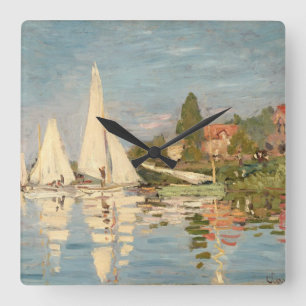 Claude Monet   Regatta at Argenteuil, c.1872 Quadratische Wanduhr