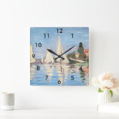 Claude Monet - Regattas in Argenteuil Quadratische Wanduhr (Zuhause)