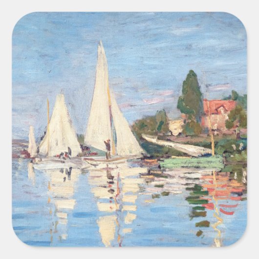 Claude Monet - Regattas in Argenteuil Quadratischer Aufkleber (Vorderseite)