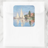 Claude Monet - Regattas in Argenteuil Quadratischer Aufkleber (Tasche)